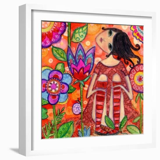 Big Eyed Girl Magic Flower Garden-Wyanne-Framed Giclee Print