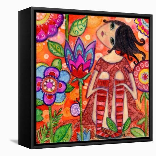Big Eyed Girl Magic Flower Garden-Wyanne-Framed Stretched Canvas