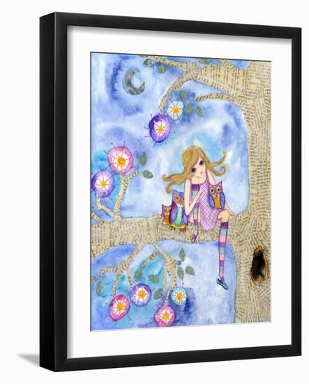 Big Eyed Girl Night Owls-Wyanne-Framed Giclee Print