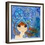 Big Eyed Girl Ocean Blue-Wyanne-Framed Premium Giclee Print