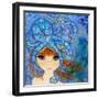 Big Eyed Girl Ocean Blue-Wyanne-Framed Premium Giclee Print