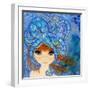 Big Eyed Girl Ocean Blue-Wyanne-Framed Premium Giclee Print