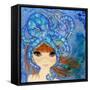 Big Eyed Girl Ocean Blue-Wyanne-Framed Stretched Canvas