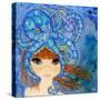 Big Eyed Girl Ocean Blue-Wyanne-Stretched Canvas