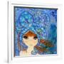 Big Eyed Girl Ocean Blue-Wyanne-Framed Giclee Print