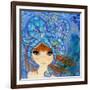 Big Eyed Girl Ocean Blue-Wyanne-Framed Giclee Print