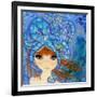 Big Eyed Girl Ocean Blue-Wyanne-Framed Giclee Print