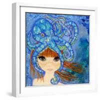 Big Eyed Girl Ocean Blue-Wyanne-Framed Giclee Print