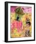 Big Eyed Girl Pink Elephant Circus-Wyanne-Framed Giclee Print