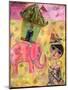 Big Eyed Girl Pink Elephant Circus-Wyanne-Mounted Giclee Print