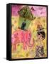 Big Eyed Girl Pink Elephant Circus-Wyanne-Framed Stretched Canvas