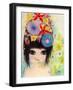Big Eyed Girl Raining Flowers-Wyanne-Framed Giclee Print