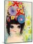 Big Eyed Girl Raining Flowers-Wyanne-Mounted Giclee Print