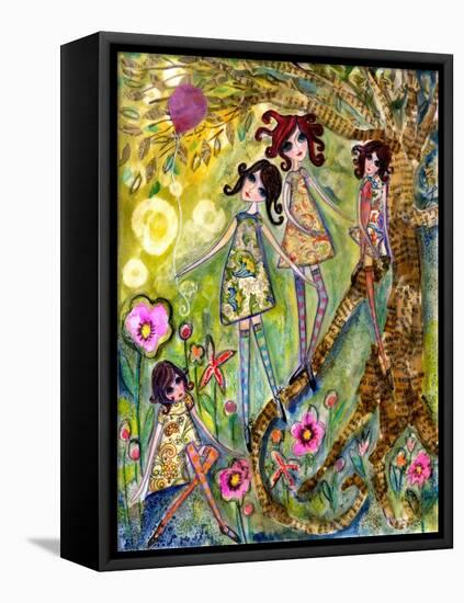 Big Eyed Girls One Fell Down-Wyanne-Framed Stretched Canvas