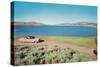 Big Fifties Car by Lake-null-Stretched Canvas