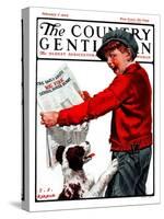 "Big Fire, Schoolhouse Burnt," Country Gentleman Cover, February 7, 1925-J.F. Kernan-Stretched Canvas