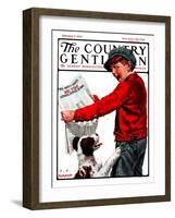 "Big Fire, Schoolhouse Burnt," Country Gentleman Cover, February 7, 1925-J.F. Kernan-Framed Giclee Print