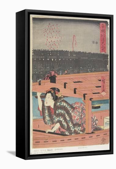 Big Fireworks at Ryogoku, 1847-1852-Utagawa Hiroshige-Framed Stretched Canvas