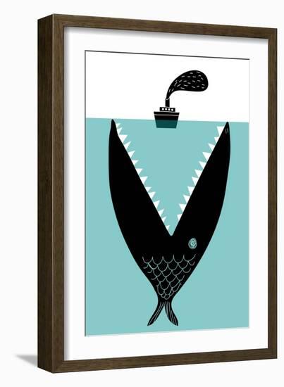 Big Fish Devouring a Ship-Complot-Framed Art Print
