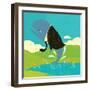 Big Fish in a Small Pond-Retrorocket-Framed Art Print