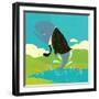 Big Fish in a Small Pond-Retrorocket-Framed Art Print