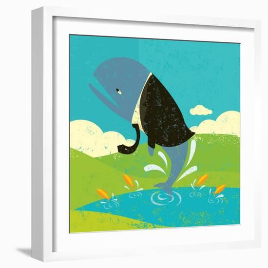 Big Fish in a Small Pond-Retrorocket-Framed Art Print