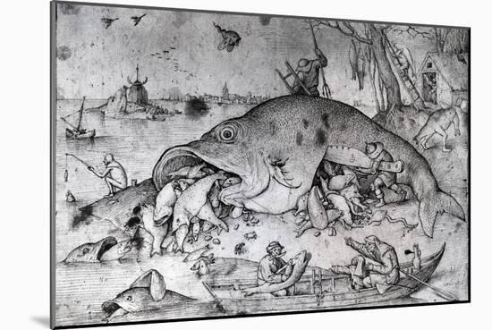 Big Fishes Eat Small Ones, 1556-Pieter Bruegel the Elder-Mounted Giclee Print