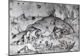 Big Fishes Eat Small Ones, 1556-Pieter Bruegel the Elder-Mounted Giclee Print