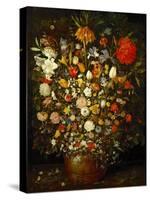 Big Flower Bouquet in a wooden vessel, 1606/07-Jan Brueghel the Elder-Stretched Canvas
