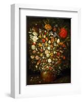 Big Flower Bouquet in a wooden vessel, 1606/07-Jan Brueghel the Elder-Framed Giclee Print