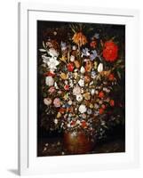 Big Flower Bouquet in a Wooden Vessel-Jan Brueghel the Elder-Framed Giclee Print