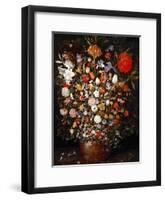 Big Flower Bouquet in a Wooden Vessel-Jan Brueghel the Elder-Framed Giclee Print