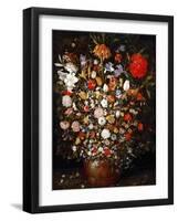 Big Flower Bouquet in a Wooden Vessel-Jan Brueghel the Elder-Framed Giclee Print