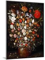 Big Flower Bouquet in a Wooden Vessel-Jan Brueghel the Elder-Mounted Giclee Print