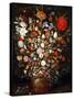 Big Flower Bouquet in a Wooden Vessel-Jan Brueghel the Elder-Stretched Canvas