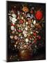 Big Flower Bouquet in a Wooden Vessel-Jan Brueghel the Elder-Mounted Giclee Print