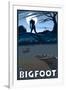 Big Foot walking through Golf Course-Lantern Press-Framed Art Print