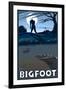 Big Foot walking through Golf Course-Lantern Press-Framed Art Print