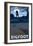 Big Foot walking through Golf Course-Lantern Press-Framed Art Print