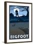 Big Foot walking through Golf Course-Lantern Press-Framed Art Print