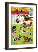 Big French Circus on the Grounds of Yasukuni Shrine, Japanese Wood-Cut Print-Lantern Press-Framed Art Print