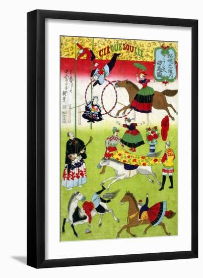 Big French Circus on the Grounds of Yasukuni Shrine, Japanese Wood-Cut Print-Lantern Press-Framed Art Print