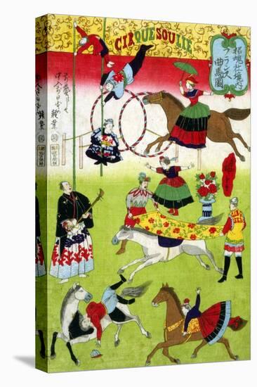 Big French Circus on the Grounds of Yasukuni Shrine, Japanese Wood-Cut Print-Lantern Press-Stretched Canvas