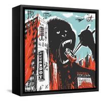 Big Gorilla Destroys City-JoeBakal-Framed Stretched Canvas