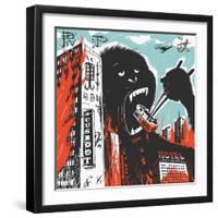 Big Gorilla Destroys City-JoeBakal-Framed Art Print