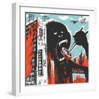 Big Gorilla Destroys City-JoeBakal-Framed Art Print