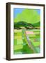 Big green mountain and rice field-Hiroyuki Izutsu-Framed Giclee Print