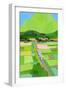 Big green mountain and rice field-Hiroyuki Izutsu-Framed Giclee Print