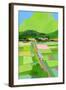 Big green mountain and rice field-Hiroyuki Izutsu-Framed Giclee Print