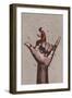 Big Hand in CALL ME Sign with Man Using Mobile Phone,Illustration Painting-Tithi Luadthong-Framed Art Print